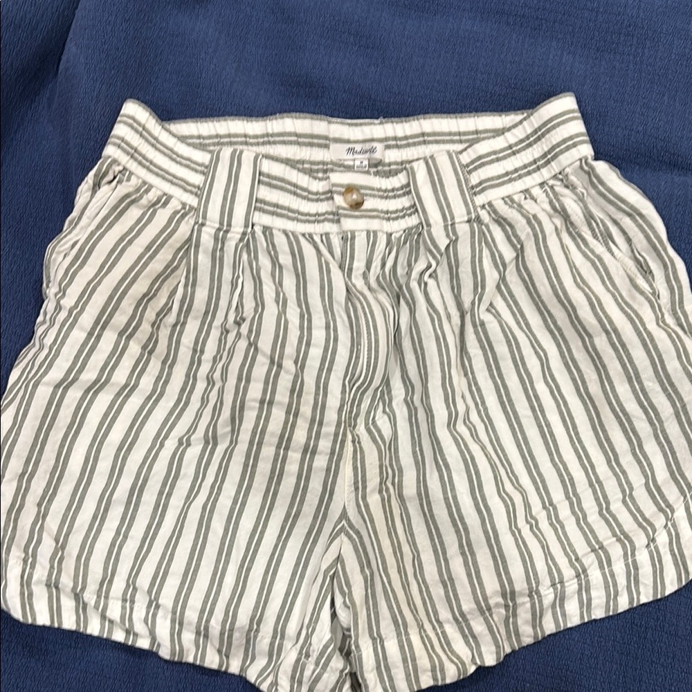 Madewell High Waist Gray and White Shorts